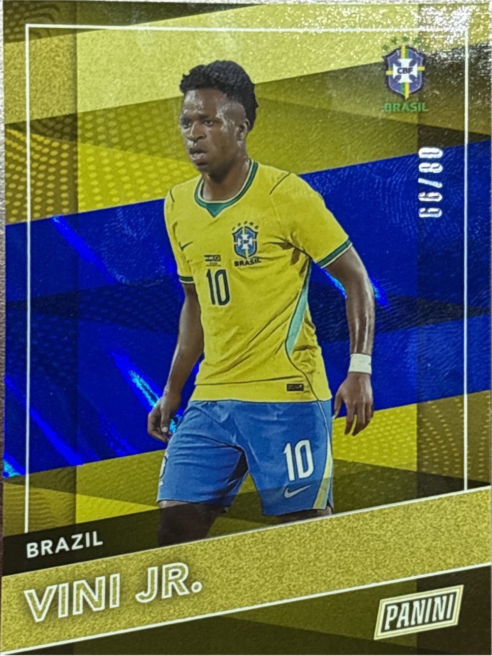 Panini Brazil Vini Jr. Soccer Trading Card - Gold Prizm LE 66/80